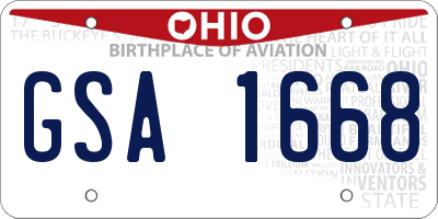 OH license plate GSA1668
