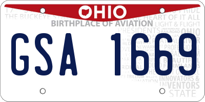 OH license plate GSA1669