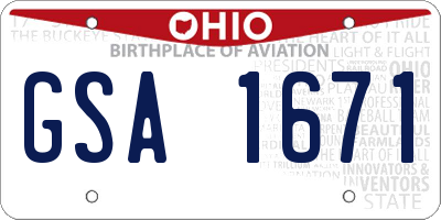 OH license plate GSA1671