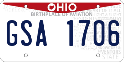 OH license plate GSA1706