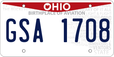 OH license plate GSA1708