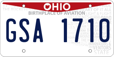 OH license plate GSA1710
