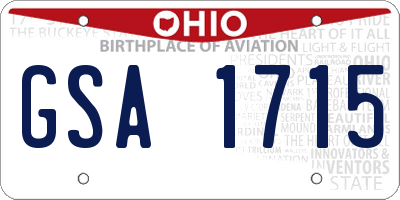 OH license plate GSA1715