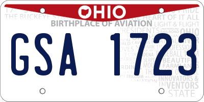 OH license plate GSA1723