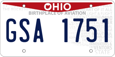 OH license plate GSA1751