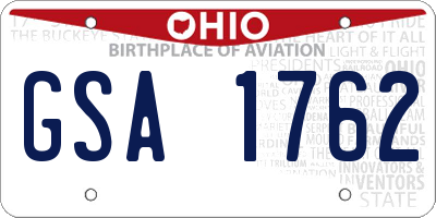 OH license plate GSA1762