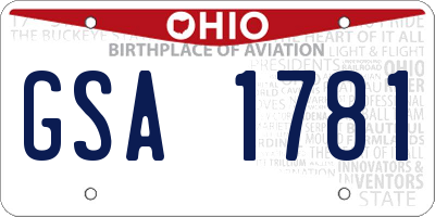 OH license plate GSA1781