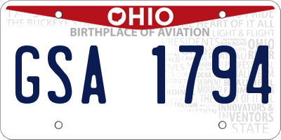OH license plate GSA1794