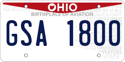 OH license plate GSA1800