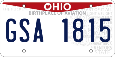 OH license plate GSA1815