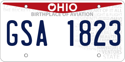OH license plate GSA1823