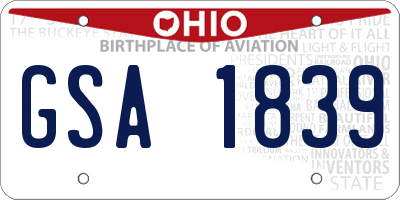 OH license plate GSA1839