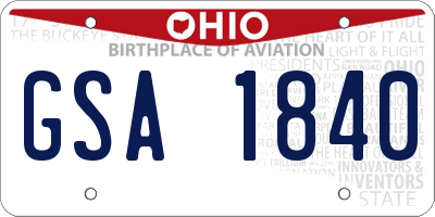OH license plate GSA1840