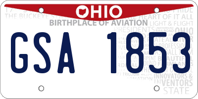 OH license plate GSA1853