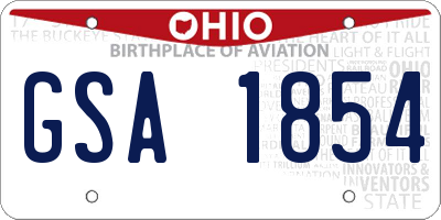 OH license plate GSA1854