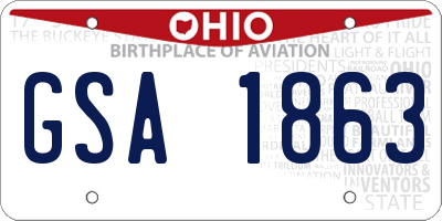 OH license plate GSA1863