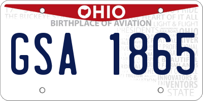 OH license plate GSA1865