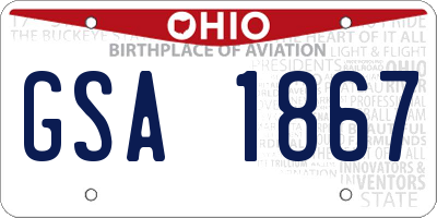 OH license plate GSA1867