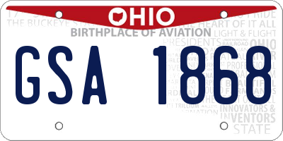 OH license plate GSA1868
