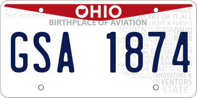 OH license plate GSA1874
