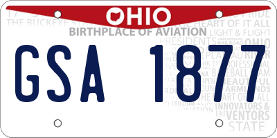 OH license plate GSA1877