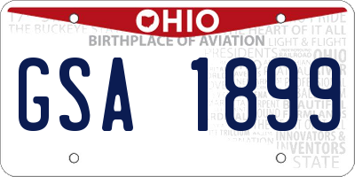 OH license plate GSA1899