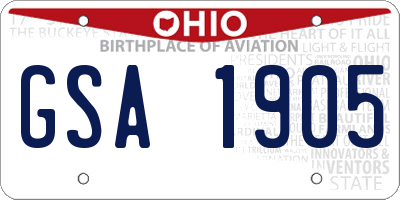 OH license plate GSA1905