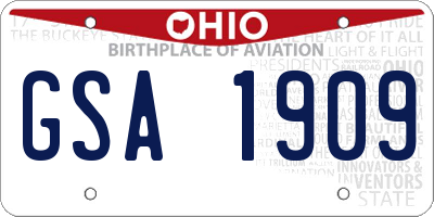 OH license plate GSA1909