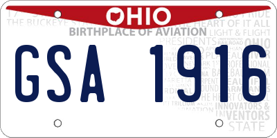 OH license plate GSA1916