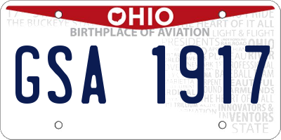 OH license plate GSA1917