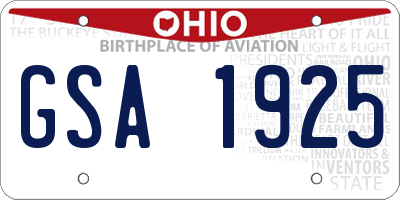 OH license plate GSA1925
