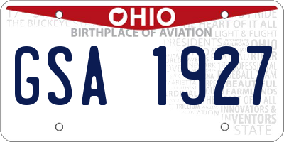 OH license plate GSA1927