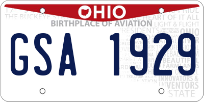 OH license plate GSA1929