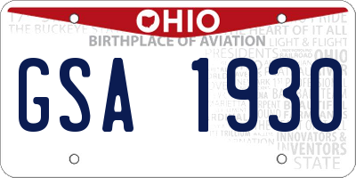 OH license plate GSA1930