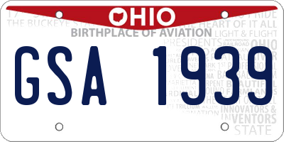 OH license plate GSA1939
