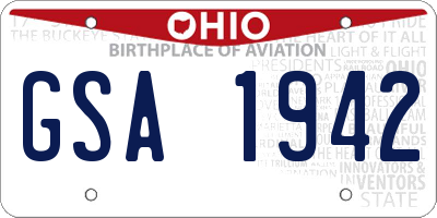 OH license plate GSA1942