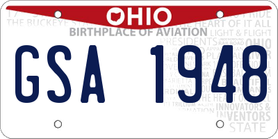 OH license plate GSA1948