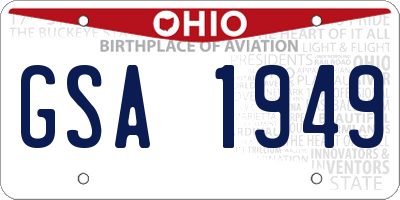 OH license plate GSA1949