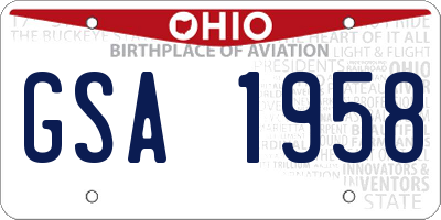 OH license plate GSA1958