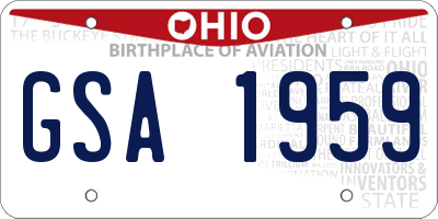 OH license plate GSA1959