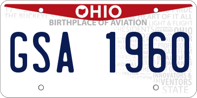 OH license plate GSA1960