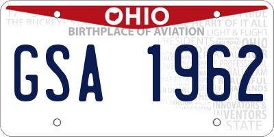 OH license plate GSA1962