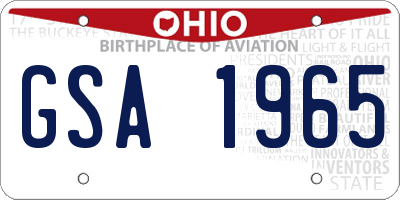 OH license plate GSA1965