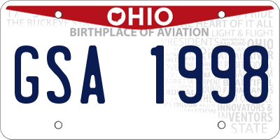 OH license plate GSA1998