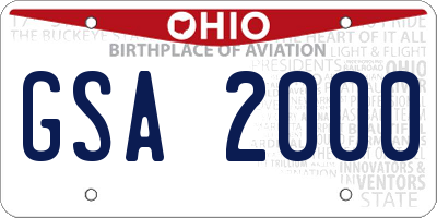 OH license plate GSA2000