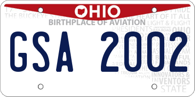 OH license plate GSA2002