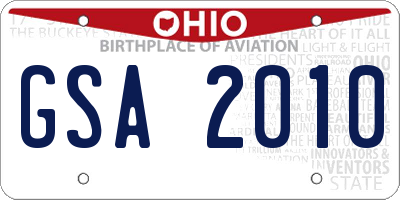 OH license plate GSA2010