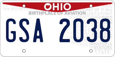 OH license plate GSA2038