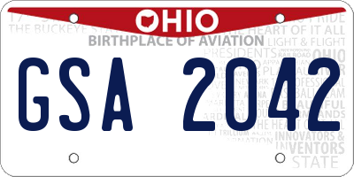 OH license plate GSA2042