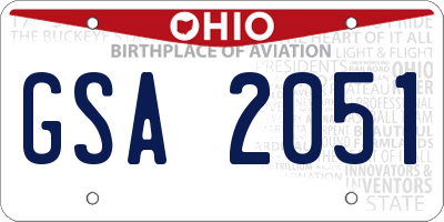 OH license plate GSA2051